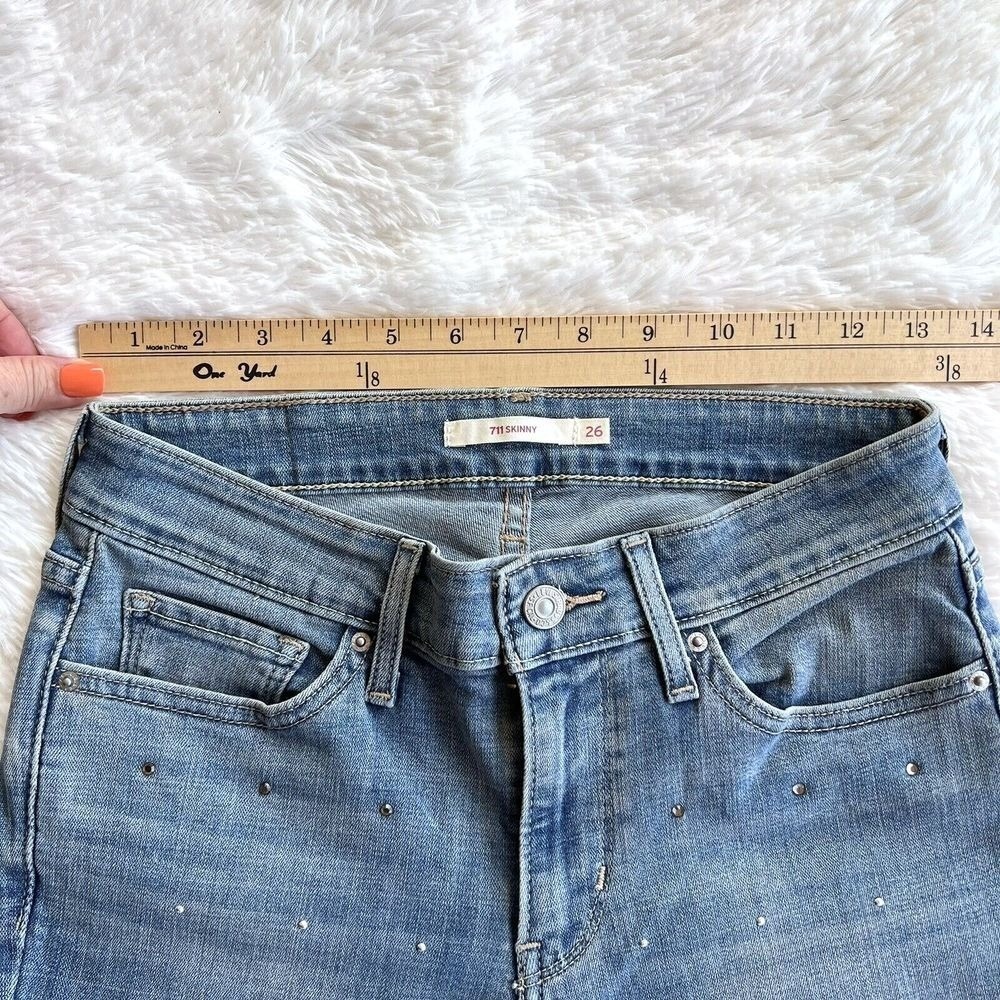 Levi's Women's Jeans 711 Skinny Blue Jeans 26 Rhinestone Stretch - Picture 7 of 14
